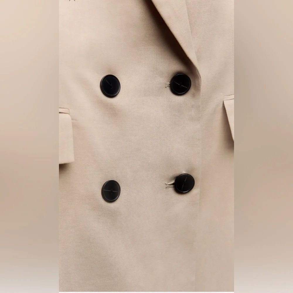 Zara linen blend  Double-Breasted Blazer 🔥New collection 🔥
